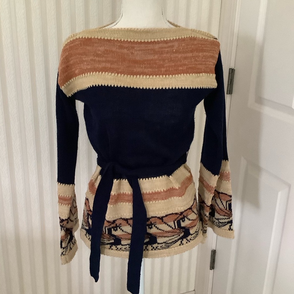 Vintage Acrylic Belted Sweater Size M